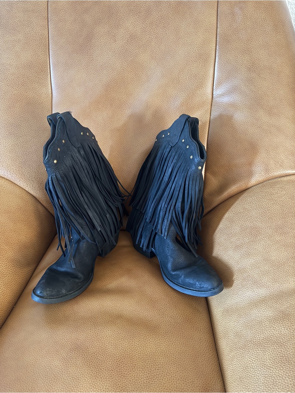 Women’s Black Fringe Western Ankle Boots